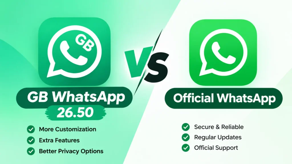 GB WhatsApp 26.50 vs Official WhatsApp